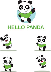 Cute Panda illustrations for kids or stickers