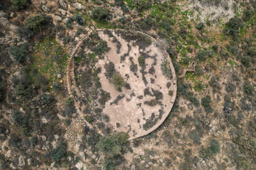 aerial photo of an old circular construction