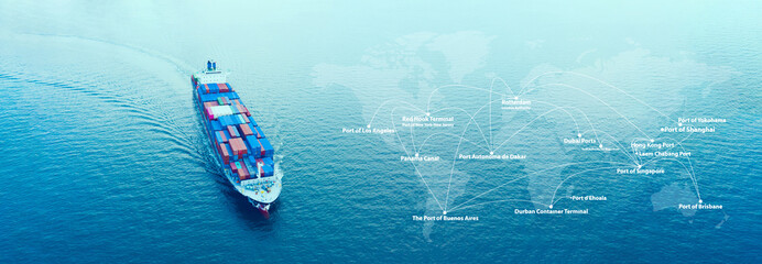 Map global logistics partnership connection. Transportation and travel concept.
