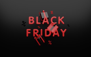 3d rendering Black Friday sale abstract illustration. 