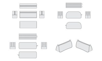 pencil case vectors template for design