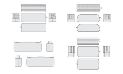 pencil case vectors template for design