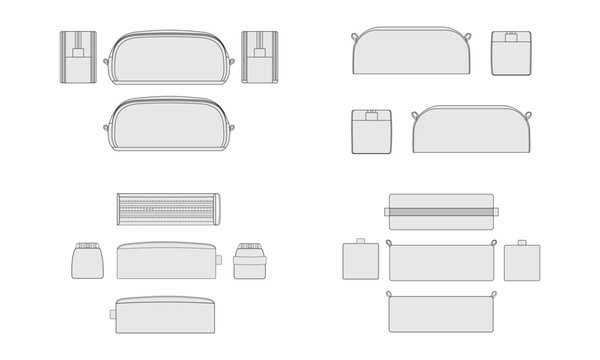 pencil case vectors template for design