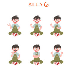 Set of kid boys showing silly expression.Vector illustration.