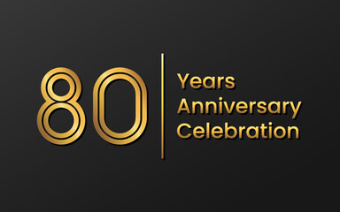 80 Years Anniversary, Perfect template design for anniversary celebration with gold color for booklet, leaflet, magazine, brochure poster, web, invitation or greeting card. Vector template