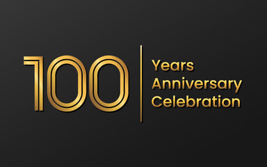 100 Years Anniversary, Perfect template design for anniversary celebration with gold color for booklet, leaflet, magazine, brochure poster, web, invitation or greeting card. Vector template