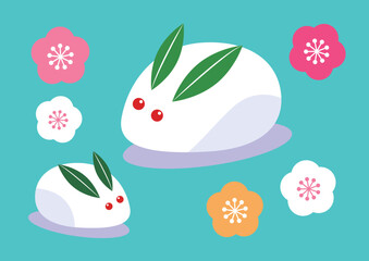 雪うさぎのイラスト素材