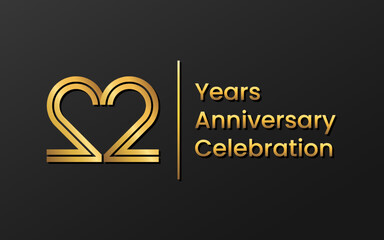 22 Years Anniversary, Perfect template design for anniversary celebration with gold color for booklet, leaflet, magazine, brochure poster, web, invitation or greeting card. Vector template