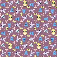 cute animals pattern on the background kawaii