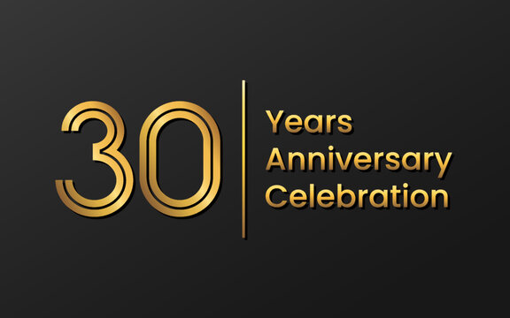 30 Years Anniversary, Perfect template design for anniversary celebration with gold color for booklet, leaflet, magazine, brochure poster, web, invitation or greeting card. Vector template