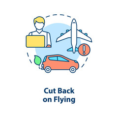 Cut back on flying concept icon. Climate change prevention abstract idea thin line illustration. Isolated outline drawing