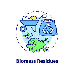 Biomass residues concept icon. Energy source on farm abstract idea thin line illustration. Natural by-product. Isolated outline drawing