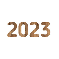 Happy new year 2023 with wood texture.
