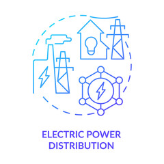 Electric power distribution blue gradient concept icon. Smart grid network productivity abstract idea thin line illustration. Isolated outline drawing