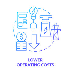 Lower operating costs blue gradient concept icon. Smart grid profits for customers abstract idea thin line illustration. Isolated outline drawing