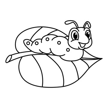 Cute caterpillar cartoon characters vector illustration. For kids coloring book.