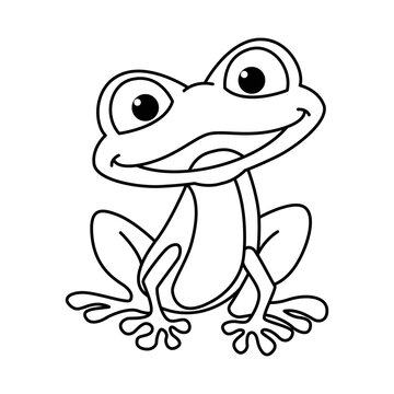 Cute frog cartoon characters vector illustration. For kids coloring book.