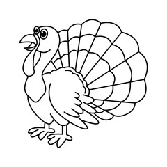 Cute turkey cartoon coloring page illustration vector