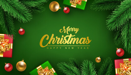 modern merry christmas and happy new year backdrop design