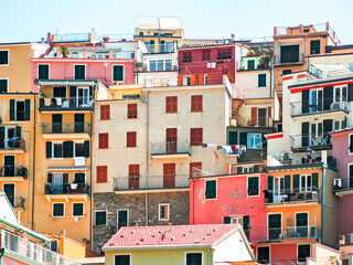 Fototapeta na wymiar ancient multicolored Ligurian buildings detail
