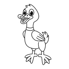 Cute duck cartoon characters vector illustration. For kids coloring book.