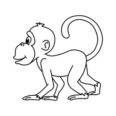 Cute monkey cartoon characters vector illustration. For kids coloring book.