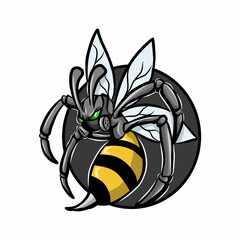 illustration of mad bee mascot logo