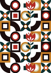 Colored seamless geometric pattern coffee cup design, abstract  background, vector shape illustration.  Poster, banner, sticker, print for t-shirt.
