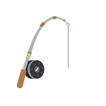 recommend clip art: A fishing rod pole with a fish caught on the end line icon vector symbol