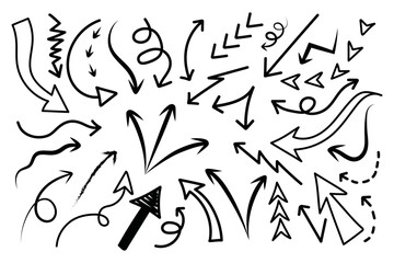 Hand drawn set of arrow Doodle.