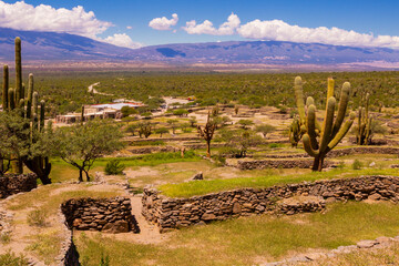 Panoramic view of the Quilmes ruins in the Calchaqu valley, northern Argentina
