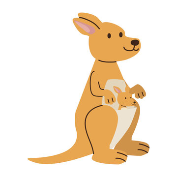 Kangaroo With Baby Kangaroo cartoon