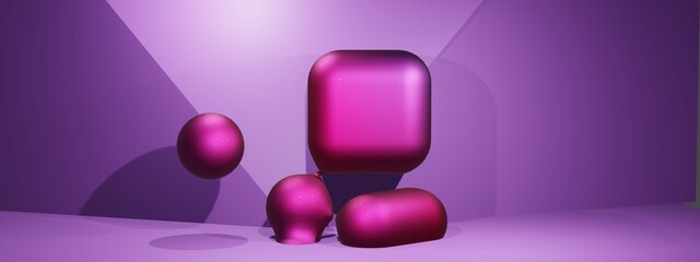 3d background with pink colored cubes and meta balls 