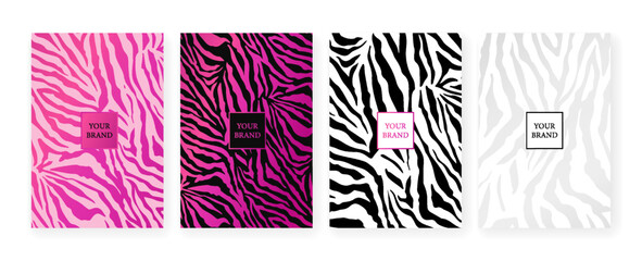Luxury design in bright colors,
frame design set with with tiger, zebra pattern. Luxury premium background pattern for menu, elite sale, luxe invite template, ​formal invitation, luxury voucher.