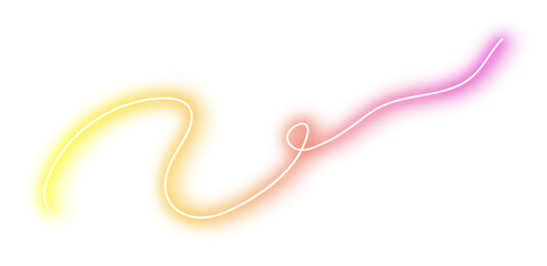 Neon light line curve doodle pink yellow