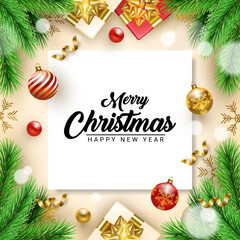 merry christmas and happy new year banner design template