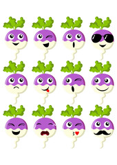 Obraz premium Set of a fresh turnip with different expressions