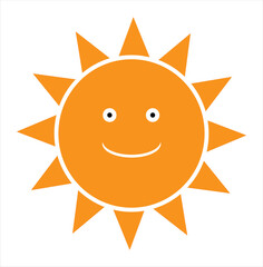 orange sun with smile icon vector on white back ground vector Eps8