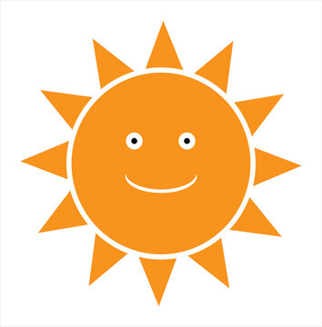 orange sun with smile icon vector on white back ground vector Eps8