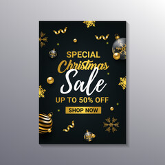christmas sale poster template design