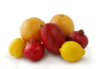 various multicolor tropical fruits close up