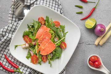 Spicy Salmon Salad on plate