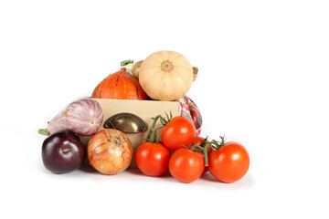 vegetables on a white