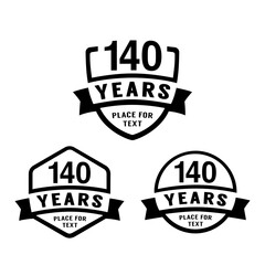 140 years anniversary celebration logotype. 140th anniversary logo collection. Set of anniversary design template. Vector illustration. 