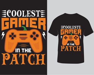 Coolest gamer in the patch halloween tshirt design, Halloween gaming tshirt design template