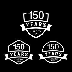 Obraz premium 150 years anniversary celebration logotype. 150th anniversary logo collection. Set of anniversary design template. Vector illustration. 