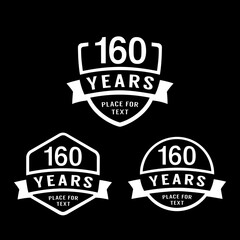 Fototapeta premium 160 years anniversary celebration logotype. 160th anniversary logo collection. Set of anniversary design template. Vector illustration. 