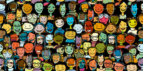 Group of people, community. Social network. Team of employees. Seamless pattern background for your design. Vector illustration