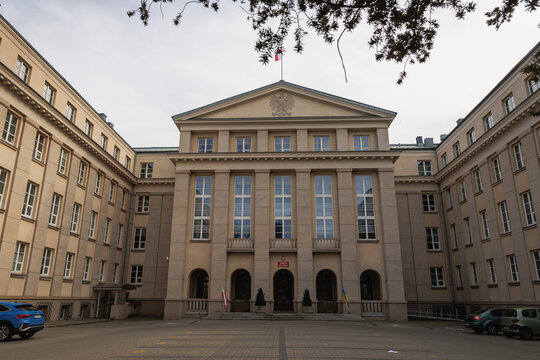 Warsaw, Poland - April 30, 2022: Facade of NIK - Supreme Audit Office in Warsaw city
