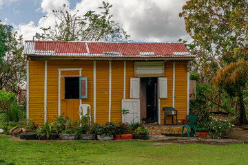 Dominican Republic.Typical traditional house in the countryside. - obrazy, fototapety, plakaty